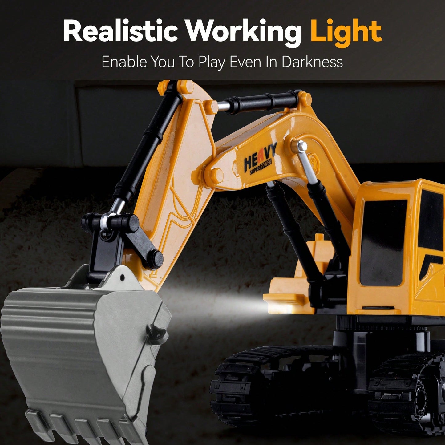 RC Construction Truck Toys – Excavator, Forklift & Dump Truck With Rechargeable Battery, Lights & Sounds, Great Christmas Gift