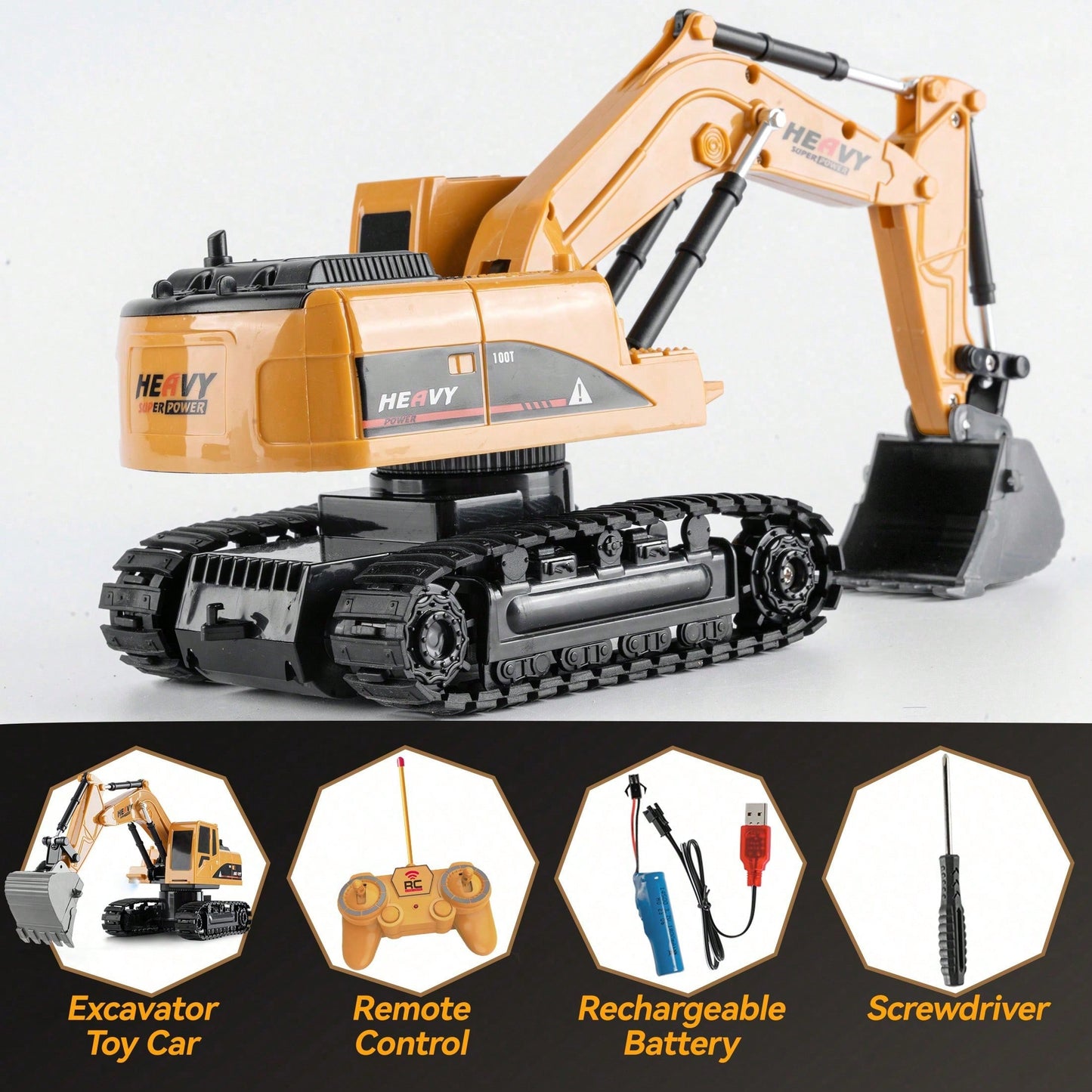 RC Construction Truck Toys – Excavator, Forklift & Dump Truck With Rechargeable Battery, Lights & Sounds, Great Christmas Gift