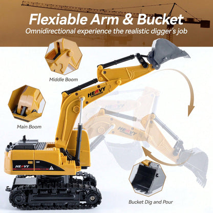 RC Construction Truck Toys – Excavator, Forklift & Dump Truck With Rechargeable Battery, Lights & Sounds, Great Christmas Gift