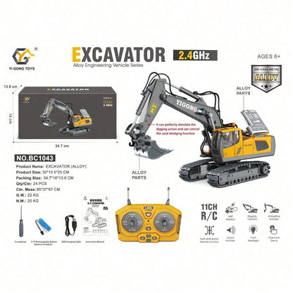 RC Construction Truck Toys – Excavator, Forklift & Dump Truck With Rechargeable Battery, Lights & Sounds, Great Christmas Gift