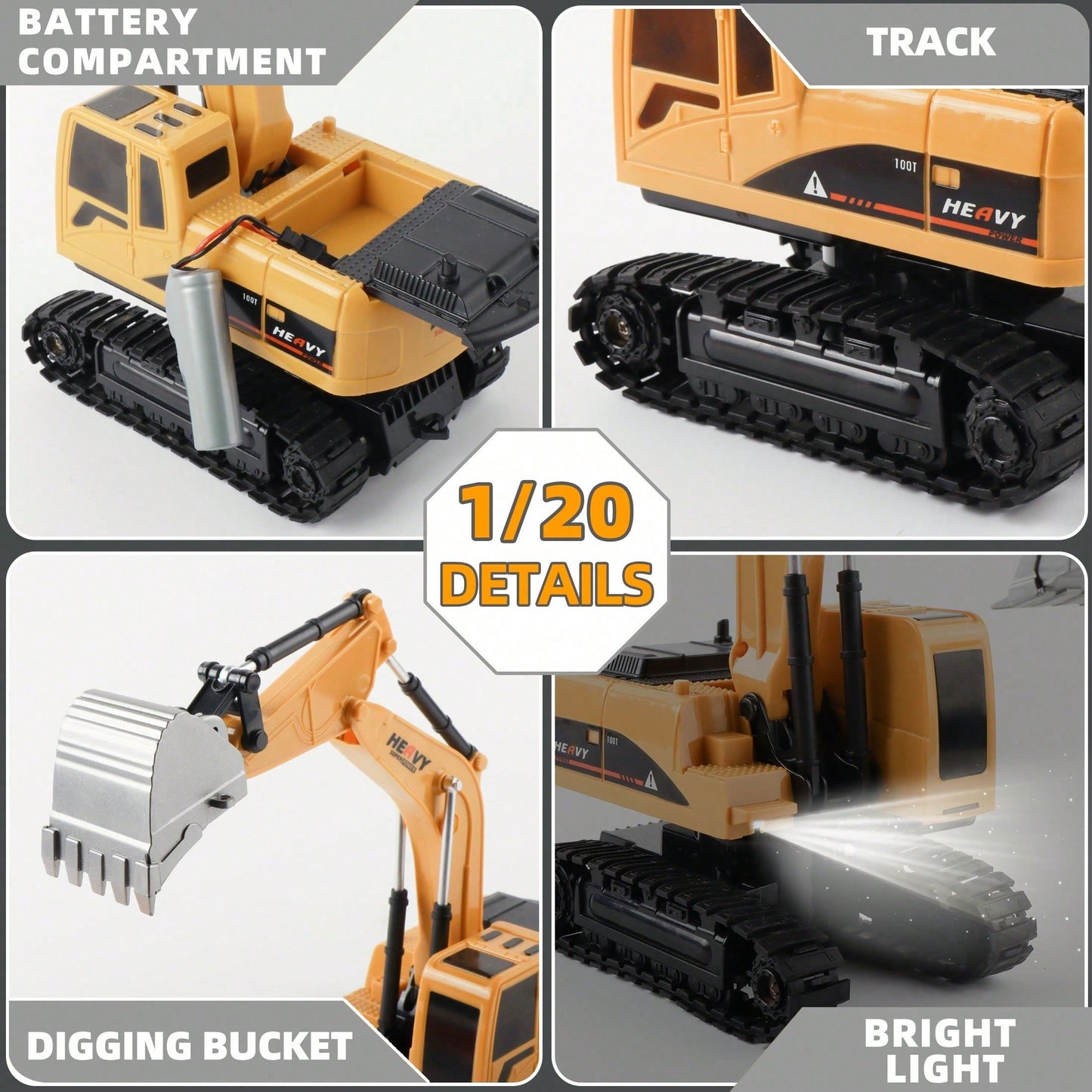 RC Construction Truck Toys – Excavator, Forklift & Dump Truck With Rechargeable Battery, Lights & Sounds, Great Christmas Gift