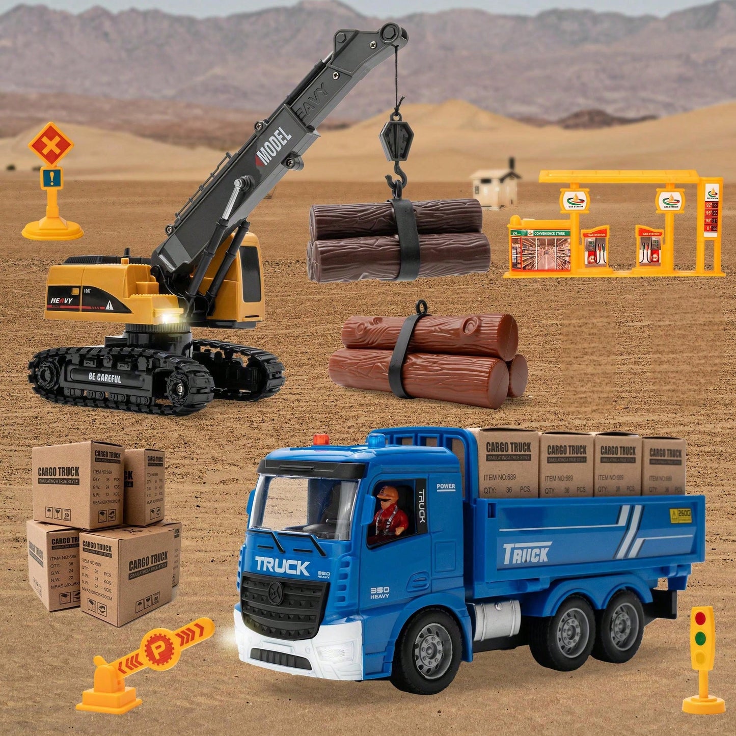 3-In-1 RC Construction Truck Set – Excavator, Crane & Dump Vehicles With Realistic Action, Rechargeable Battery, Ideal Holiday Gift