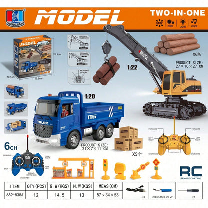 3-In-1 RC Construction Truck Set – Excavator, Crane & Dump Vehicles With Realistic Action, Rechargeable Battery, Ideal Holiday Gift