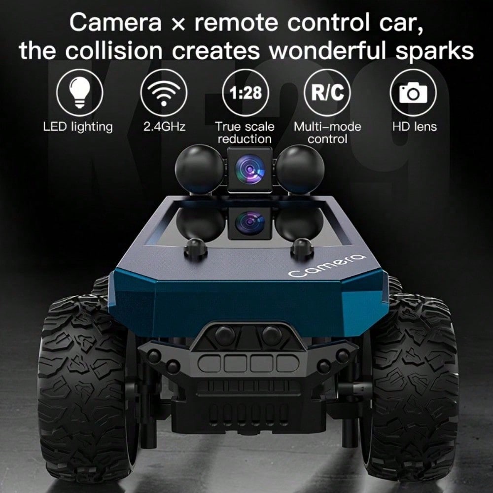 1:28 Scale RC Car with HD Camera – High-Speed Remote Control Racing Car with LED Lights, Off-Road Drift Buggy, Perfect  for Kids Holiday Gift