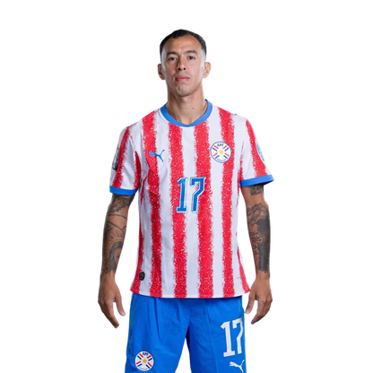 Selección Nacional de Fútbol Paraguay 2026 Jersey Mundial de Fútbol (Versión Jugador y Versión de Partido) - Delantero: No 9 Antonio SANABRIA, No 17 Alejandro ROMERO GAMARRA,No. 18 Alex ARCE rehegua