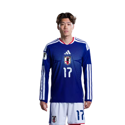 サッカー日本代表 2026年ワールドカップ用ユニフォーム（選手仕様／マッチモデル） — MF：No.15 鎌田大地、No.17 鈴木唯人、No.24 佐野海舟