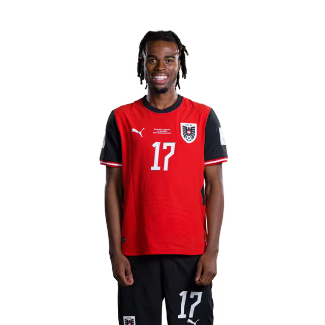 Österreichisches Nationalmannschaftstrikot für die WM 2026 (Spielerversion/Match-Version) – Mittelfeldspieler: Nr. 10 Florian GRILLITSCH, Nr. 17 Carney CHUKWUEMEKA, Nr. 18 Romano SCHMID