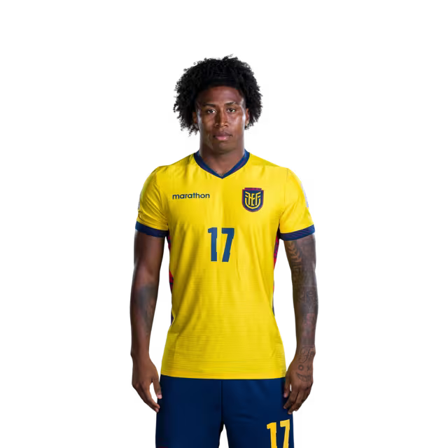 Camiseta de la Copa Mundial de la Selección Nacional de Fútbol de Ecuador 2026 (Versión de jugador/Versión de partido) — Defensores: No.6 Willian PACHO, No.7 Pervis ESTUPINAN, No.17 Angelo PRECIADO