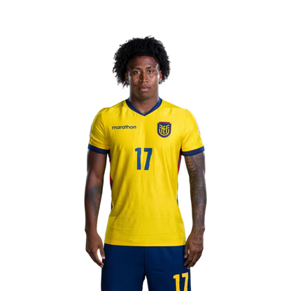 Camiseta de la Copa Mundial de la Selección Nacional de Fútbol de Ecuador 2026 (Versión de jugador/Versión de partido) — Defensores: No.6 Willian PACHO, No.7 Pervis ESTUPINAN, No.17 Angelo PRECIADO