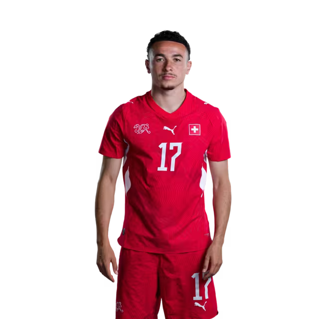 Schweizer Fußballnationalmannschaftstrikot 2026 (Spielerversion/Spielversion) – Stürmer: Nr. 17 Ruben Vargas, Nr. 19 Noah Okafor, Nr. 23 Zeki Amdouni, Nr. 26 Cedric Itten