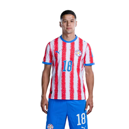 Selección Nacional de Fútbol Paraguay 2026 Jersey Mundial de Fútbol (Versión Jugador y Versión de Partido) - Delantero: No 9 Antonio SANABRIA, No 17 Alejandro ROMERO GAMARRA,No. 18 Alex ARCE rehegua