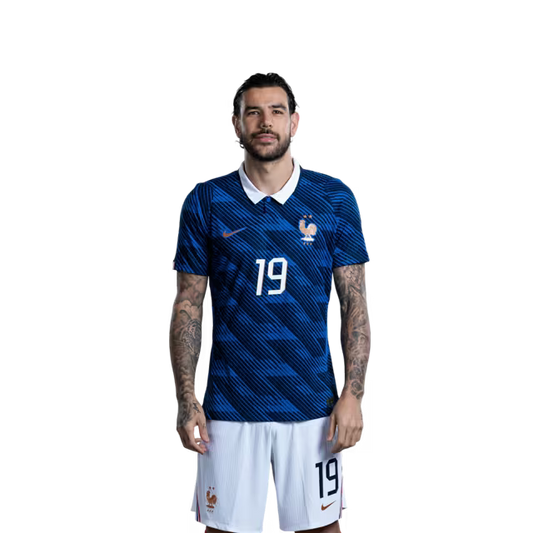 France National Team 2026 World Cup Jersey (Player Version/Match Issue) — Defenders: No. 19 Théo Hernández, No. 21 Lucas Hernández, No. 26 Maxence Lacroix / Défenseurs : n° 19 Theo Hernandez, n° 21 Lucas Hernandez, n° 26 Maxence Lacroix