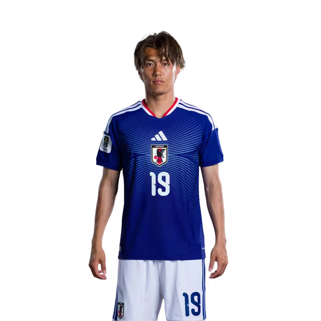 サッカー日本代表 2026年ワールドカップ ユニフォーム（選手用／マッチモデル） — フォワード：No.19 小川航基、No.26 塩貝健人