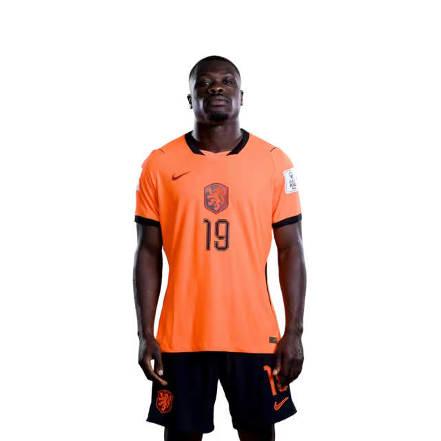 Nederlands elftal WK-shirt 2026 (spelersversie/wedstrijdversie) — Aanvallers: nr. 17 Noa Lang, nr. 18 Donyell Malen, nr. 19 Brian Brobbey, nr. 24 Crysencio Summerville
