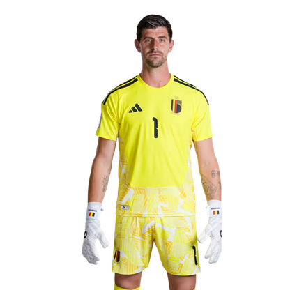Belgisch nationaal voetbalelftal – WK 2026-shirt (spelersversie/wedstrijdversie) — Doelmannen: nr. 1 Thibaut Courtois, nr. 12 Senne Lammens, nr. 13 Mike Penders