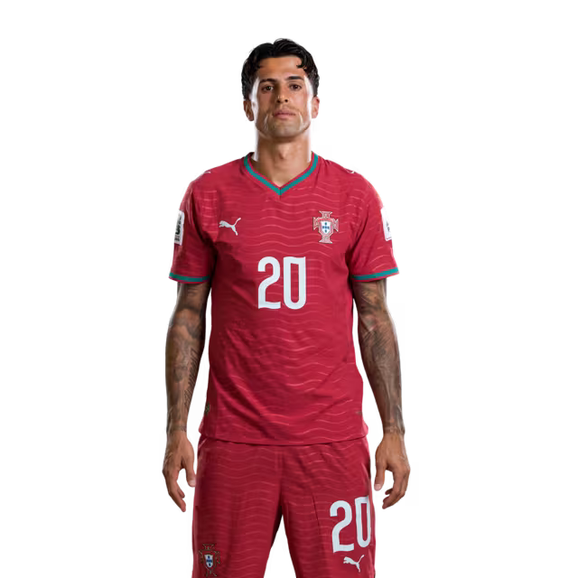 Camisola da Seleção Portuguesa de Futebol para o Mundial 2026 (versão do jogador/versão do jogo) - Defesas: Nº 20 JOAO CANCELO, Nº 24 SAMU COSTA, Nº 25 NUNO MENDES