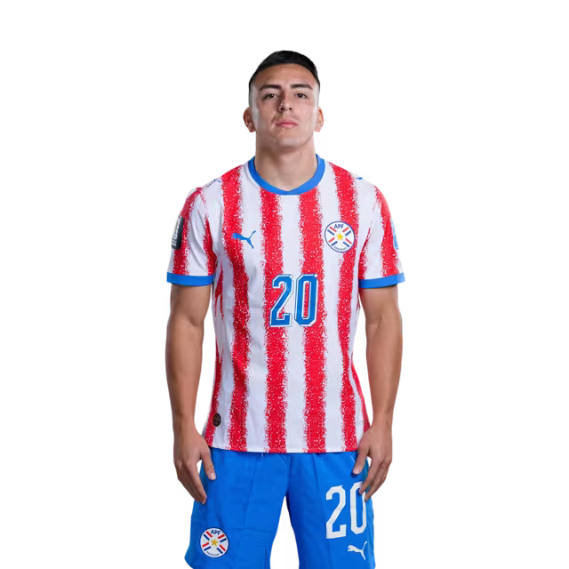 Selección Nacional de Fútbol Paraguay 2026 FIFA Mundial Jersey (Versión Jugador ha Versión Partido) - Mediocampista: No 20 Braian OJEDA, No 23 Matias GALARZA,No. 24 Gustavo CABALLERO rehegua