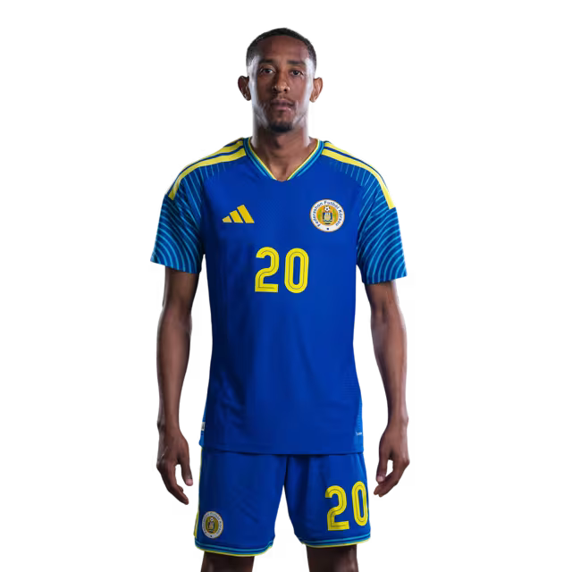 Jersey di Kopa Mundial 2026 Selekshon Nashonal di Futbòl Kòrsou (Vershon di Hungadó/Vershon di Partido) —Defensornan: No.5 Sherel FLORANUS, No.18 Armando BISHOP, No.20 Joshua BRENET