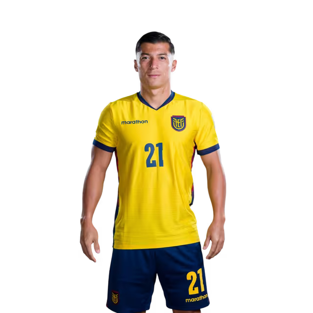 Camiseta de la Selección Nacional de Fútbol de Ecuador para el Mundial 2026 (Versión de jugador/Versión de partido) — Centrocampistas: N.° 21 Alan Franco, N.° 23 Moisés Caicedo