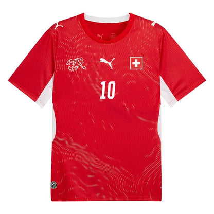 2026 World Cup Xhaka Switzerland Soccer Jersey Player Version  Match Version - No.10 Home Red and Away Green