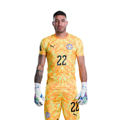 Selección Nacional de Fútbol Paraguay 2026 FIFA Mundial Jersey (Versión Jugador ha Versión Partido) - Porteros: No 1 Gatito FERNANDEZ, No 12 Orlando GILL,No. 22 Gastón OLVEIRA rehegua