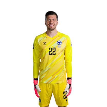 Dres za Svjetsko prvenstvo Bosne i Hercegovine 2026. - verzija igrača, verzija utakmice - golman 1 Nikola VASILJ, 12 Mladen JURKAS, 22 Martin ZLOMISLIĆ
