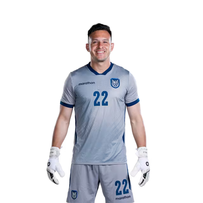Camiseta de la Selección Nacional de Fútbol de Ecuador para el Mundial 2026 (Versión de jugador/Versión de partido) — Porteros: N.° 1 Hernán Galíndez, N.° 12 Moisés Ramírez, N.° 22 Gonzalo Valle