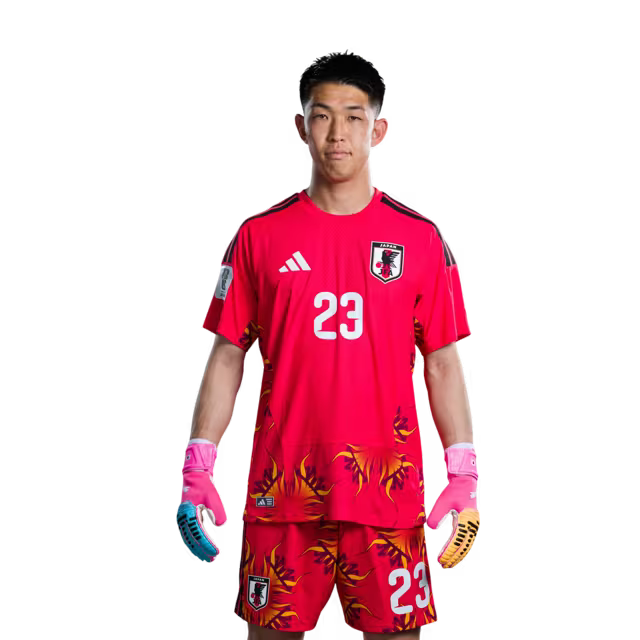 サッカー日本代表 2026年ワールドカップ用ユニフォーム（選手仕様／マッチモデル） — ゴールキーパー：No.1 鈴木彩艶、No.12 大迫敬介、No.23 早川友基