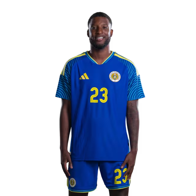 Jersey di Kopa Mundial 2026 Selekshon Nashonal di Futbòl Kòrsou (Vershon di Hungadó/Vershon di Partido) —Defensornan: No. 23 Riechedly Bazoer, No. 24 Deveron Fonville