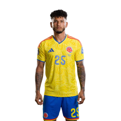 Camiseta de la Selección Nacional de Fútbol de Colombia para el Mundial 2026 (Versión jugador/Versión partido) — Delanteros: N.º 21 Jaminton CAMPAZ, N.º 25 Luis SUÁREZ, N.º 26 Andrés GÓMEZ