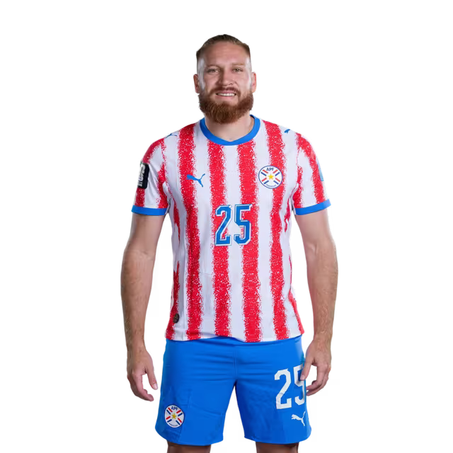 Selección Nacional de Fútbol Paraguay 2026 FIFA Mundial Jersey (Versión Jugador ha Versión Partido) - Delantero: No 19 Julio ENCISO, No 21 Gabriel AVALOS,No. 25 Isidro PITTA rehegua