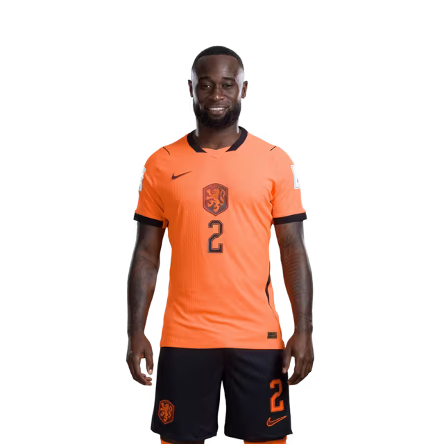 Nederlands elftal WK-shirt 2026 (spelersversie/wedstrijdversie) — Verdedigers: nr. 2 Lutsharel Geertruida, nr. 4 Virgil van Dijk, nr. 5 Nathan Ake