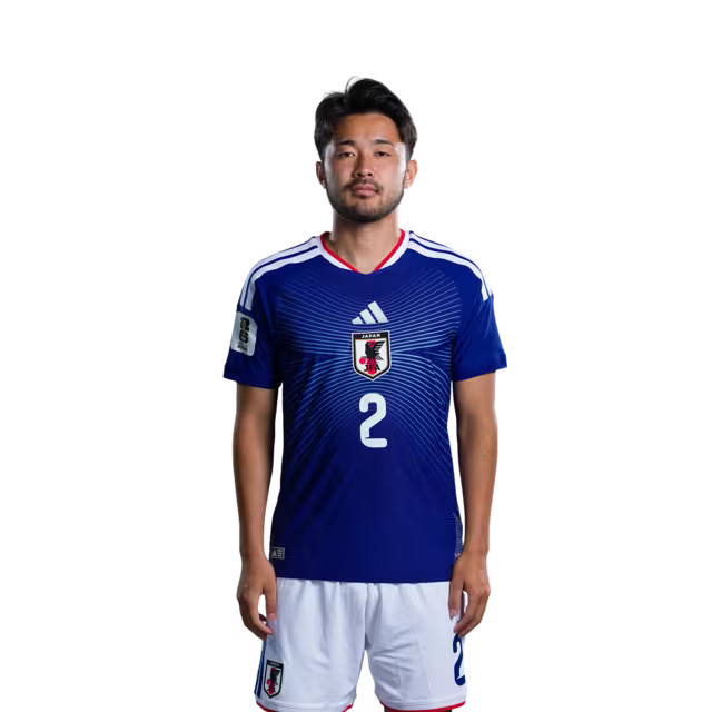 2026年ワールドカップ日本代表 ユニフォーム（選手バージョン／試合バージョン） DF：No.2 菅原幸成選手、No.3 谷口彰悟選手、No.4 板倉洸選手