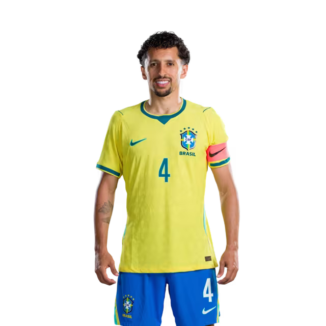 Camisa da Seleção Brasileira para a Copa do Mundo de 2026 (Versão Jogador/Versão de Jogo) — Defensores: Nº 3 GABRIEL MAGALHÃES, Nº 4 MARQUINHOS, Nº 6 ALEX SANDRO