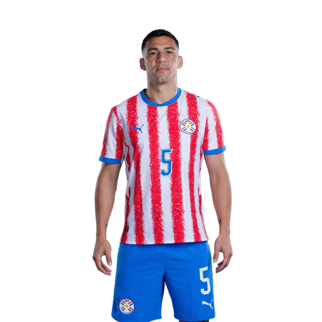 Selección Nacional de Fútbol Paraguay 2026 FIFA Mundial Jersey (Versión Jugador ha Versión Partido) - Defensores: No 5 Fabian BALBUENA, No 6 Junior ALONSO,No. 16 José CANALE rehegua