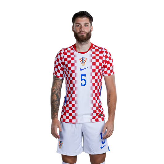Croatia National Football Team 2026 World Cup Jersey (Player Version/Match Version) — Defenders: No. 5 Duje Ćaleta-Car, No. 6 Josip Šutalo, No. 18 Kristijan Jakić / Obrambeni igrači: Br. 5 Duje CALETA-CAR, Br. 6 Josip ŠUTALO, Br. 18 Kristijan JAKIĆ