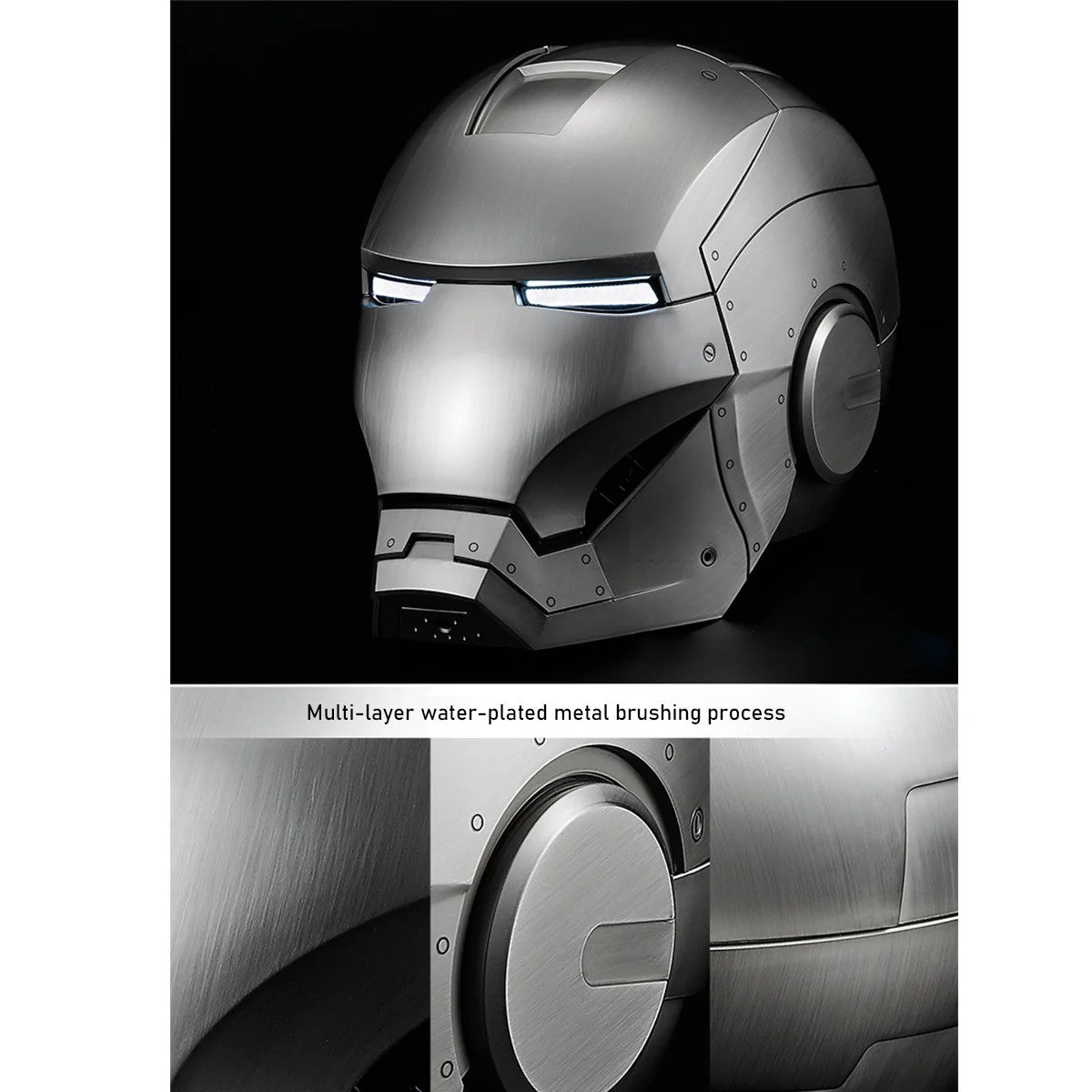 Iron Man MK2 Smart Helmet: 1:1 Official Collectible with Ring Touch, Voice Commands & Metallic Brushed Finish