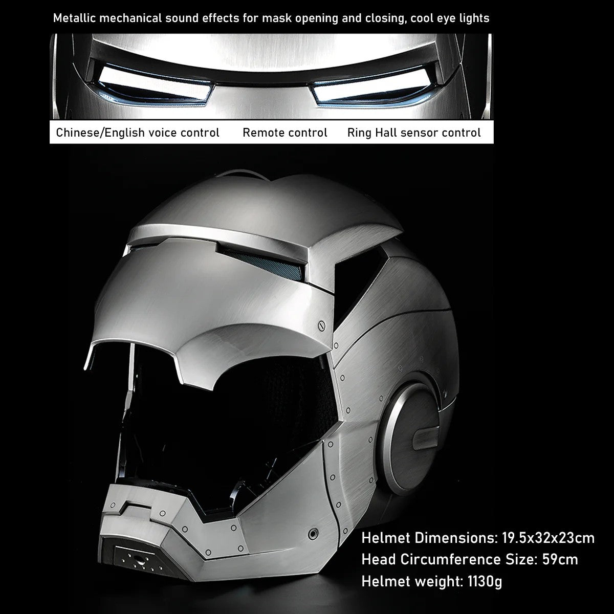 Iron Man MK2 Smart Helmet: 1:1 Official Collectible with Ring Touch, Voice Commands & Metallic Brushed Finish