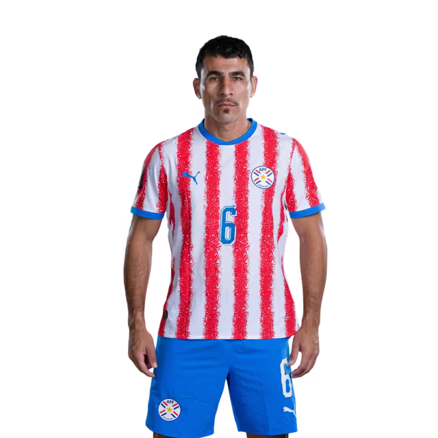 Selección Nacional de Fútbol Paraguay 2026 FIFA Mundial Jersey (Versión Jugador ha Versión Partido) - Defensores: No 5 Fabian BALBUENA, No 6 Junior ALONSO,No. 16 José CANALE rehegua