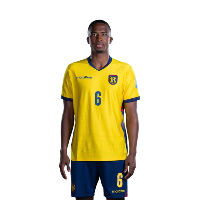 Camiseta de la Copa Mundial de la Selección Nacional de Fútbol de Ecuador 2026 (Versión de jugador/Versión de partido) — Defensores: No.6 Willian PACHO, No.7 Pervis ESTUPINAN, No.17 Angelo PRECIADO