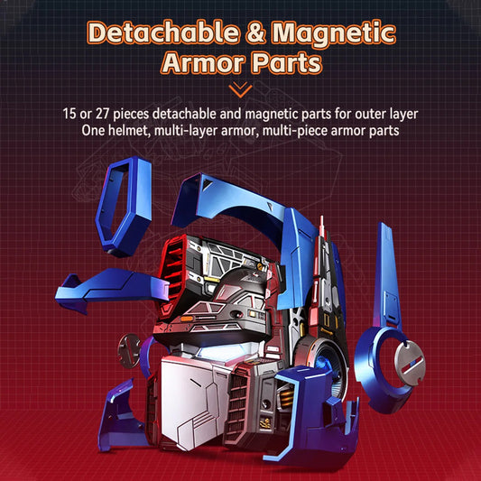 Transformers G1 Optimus Prime Luxury Wearable Helmet – 27 Detachable Armor Panels, Voice Changer & Visual Mechanical Gear System (Deluxe Edition)