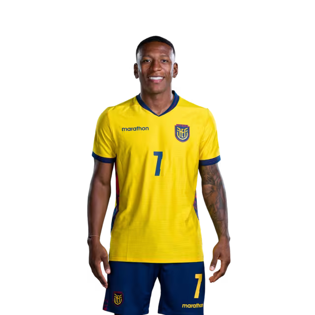Camiseta de la Copa Mundial de la Selección Nacional de Fútbol de Ecuador 2026 (Versión de jugador/Versión de partido) — Defensores: No.6 Willian PACHO, No.7 Pervis ESTUPINAN, No.17 Angelo PRECIADO