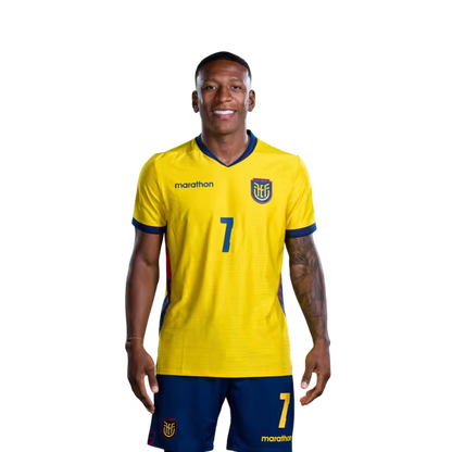 Camiseta de la Copa Mundial de la Selección Nacional de Fútbol de Ecuador 2026 (Versión de jugador/Versión de partido) — Defensores: No.6 Willian PACHO, No.7 Pervis ESTUPINAN, No.17 Angelo PRECIADO