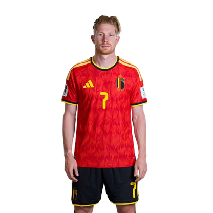 Belgisch nationaal voetbalelftal – WK-shirt 2026 (spelersversie/wedstrijdversie) — Middenvelders: nr. 6 Axel Witsel, nr. 7 Kevin De Bruyne, nr. 8 Youri Tielemans