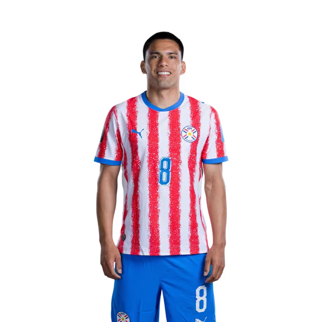 Selección Nacional de Fútbol Paraguay 2026 FIFA Mundial Jersey (Versión Jugador ha Versión Partido) - Mediocampista: No 7 Ramón SOSA, No 8 Diego GOMEZ,No. 10 Miguel ALMIRON rehegua