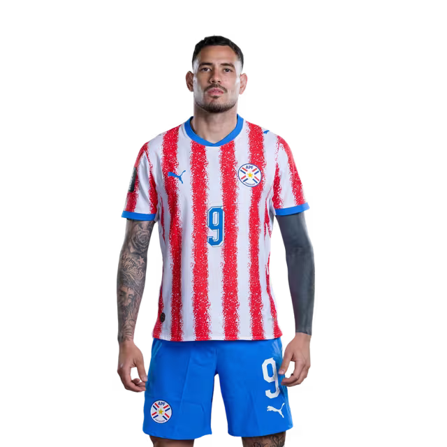 Selección Nacional de Fútbol Paraguay 2026 Jersey Mundial de Fútbol (Versión Jugador y Versión de Partido) - Delantero: No 9 Antonio SANABRIA, No 17 Alejandro ROMERO GAMARRA,No. 18 Alex ARCE rehegua