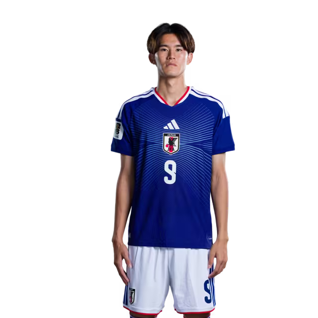 サッカー日本代表 2026年ワールドカップ用ユニフォーム（選手仕様／マッチモデル） — フォワード：No.6 町野修斗、No.9 後藤啓介、No.18 上田綺世
