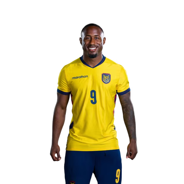 Camiseta de la Selección Nacional de Fútbol de Ecuador para el Mundial 2026 (Versión de jugador/Versión de partido) — Delanteros: N.° 9 John YEBOAH, N.° 11 Kevin RODRIGUEZ, N.° 13 Enner VALENCIA