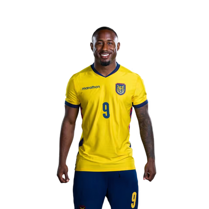 Camiseta de la Selección Nacional de Fútbol de Ecuador para el Mundial 2026 (Versión de jugador/Versión de partido) — Delanteros: N.° 9 John YEBOAH, N.° 11 Kevin RODRIGUEZ, N.° 13 Enner VALENCIA