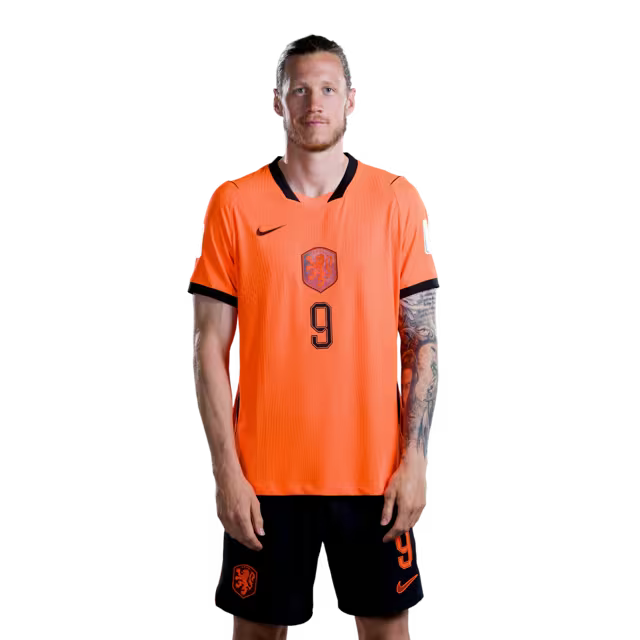 Nederlands elftal WK-shirt 2026 (spelersversie/wedstrijdversie) — Aanvallers: nr. 9 Wout Weghorst, nr. 10 Memphis Depay, nr. 11 Cody Gakpo